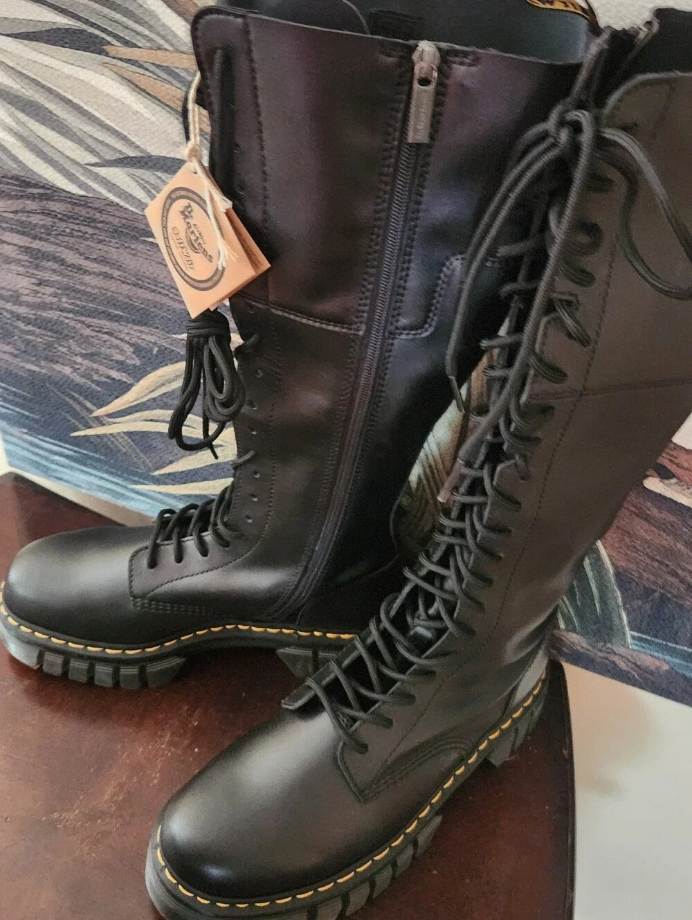 Dr. Martens Audrick 20 I Black Tall Lace-Up Combat Boots SZ.12